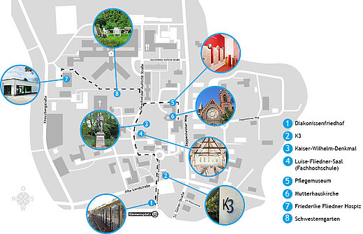 Karte mit Programmpunkten des Parcours