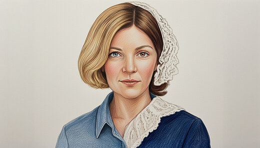 Die Grafik wurde auf Grundlage von Fotos von Nicola Thomas (Fotografin: Nina Schöner) und Florence Nightingale (Fotograf: Henry Hering) via KI erstellt
