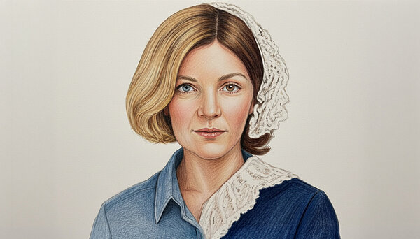 Die Grafik wurde auf Grundlage von Fotos von Nicola Thomas (Fotografin: Nina Schöner) und Florence Nightingale (Fotograf: Henry Hering) via KI erstellt