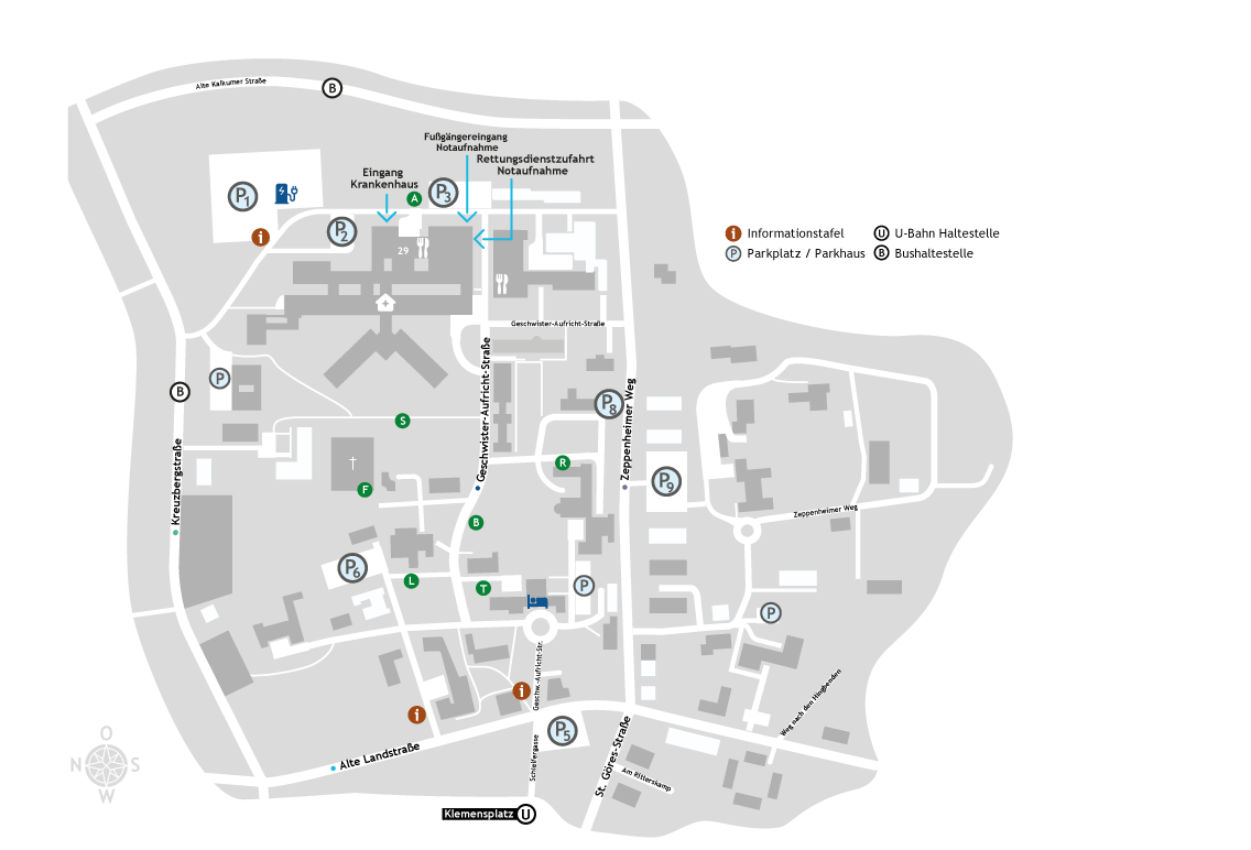 Lageplan mit den Stationen des Impulswegs